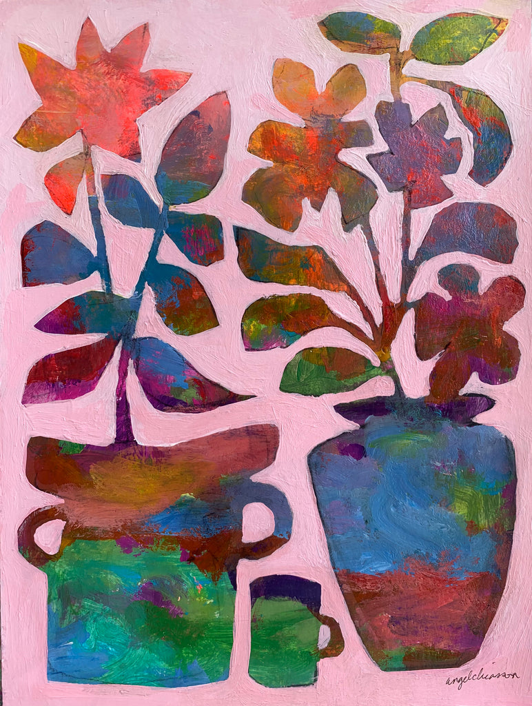 colorful clay vases