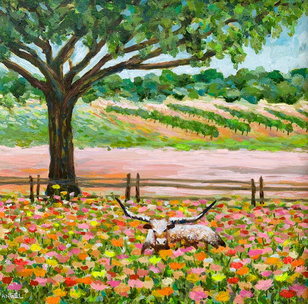 Bull in blooms