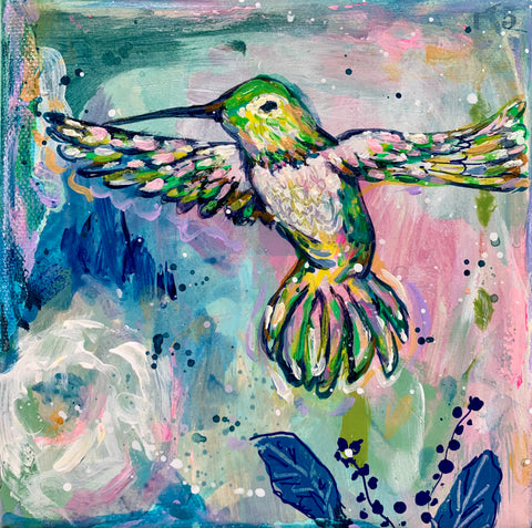 Hummer #3 - 6x6" painting on canvas