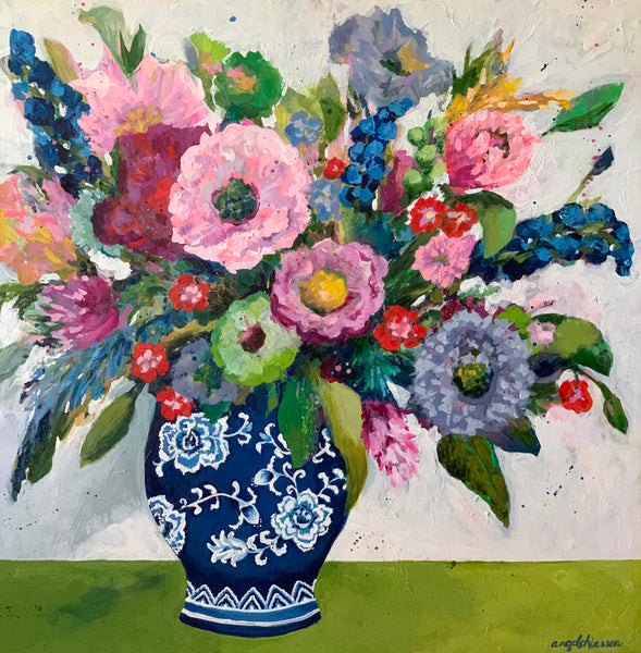 Chinoiserie Blooms 30x30” canvas