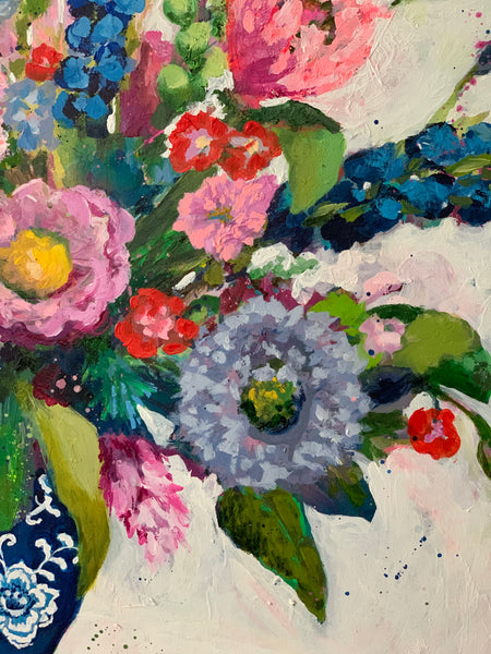 Chinoiserie Blooms 30x30” canvas
