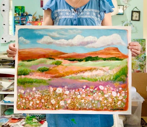 Apricot Desert- 24x18" painting on paper