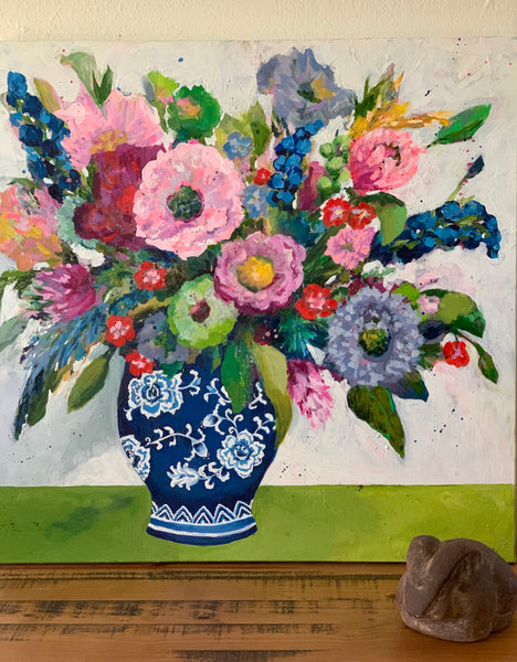 Chinoiserie Blooms 30x30” canvas