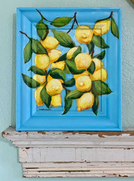 Lemons on blue