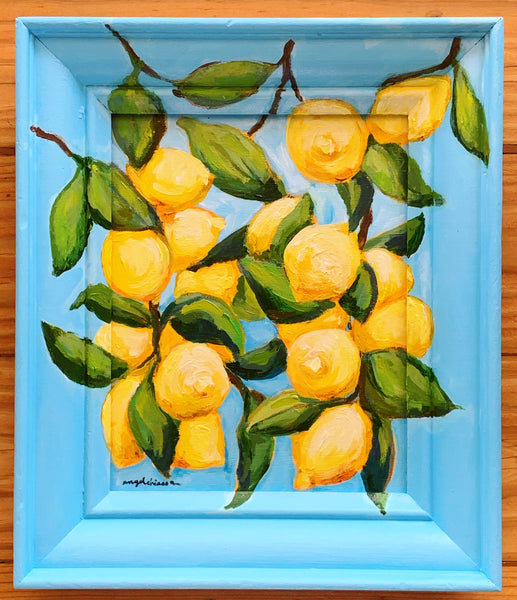 Lemons on blue