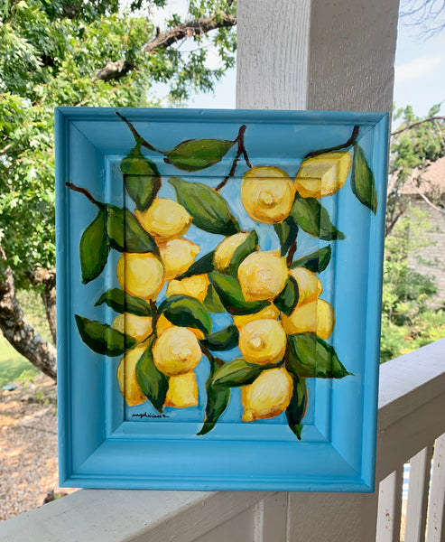 Lemons on blue