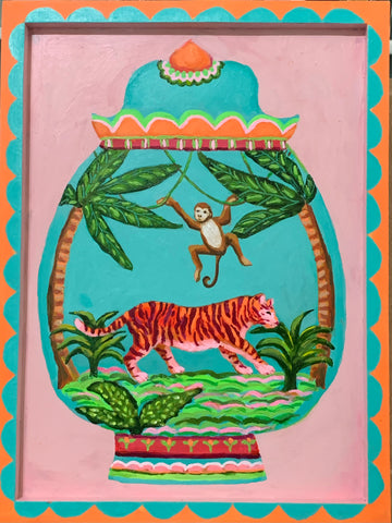 Jungle Jar. 12x16” cradled wood