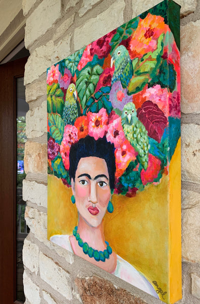 Frida with Parrots