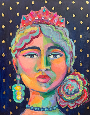 Queen on Navy  11x14”
