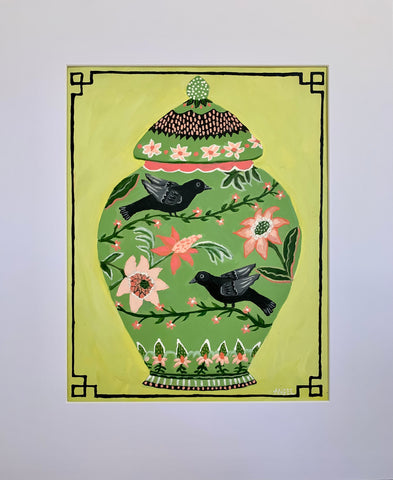 Blackbird Chinoiserie Jar