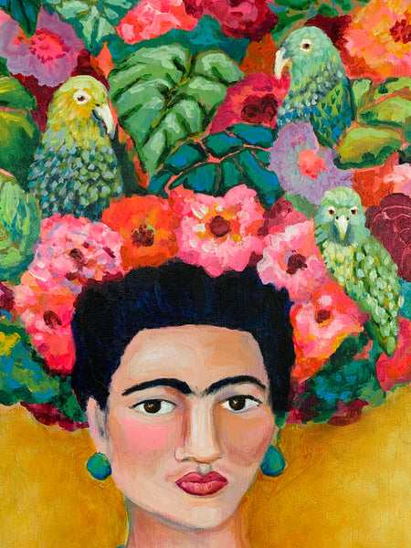 Frida with Parrots