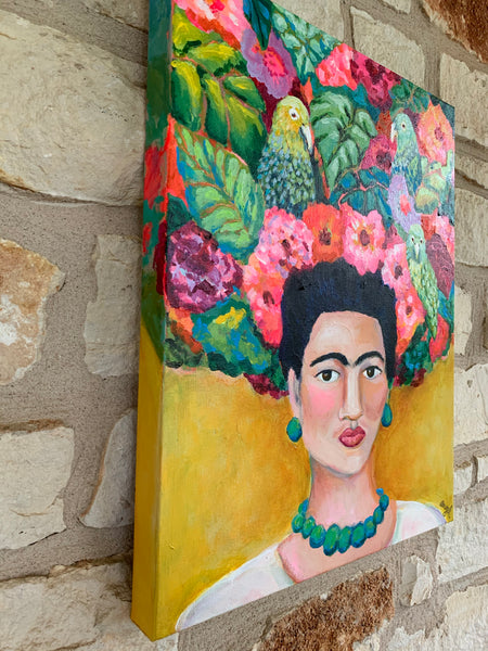 Frida with Parrots